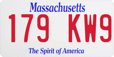 MA license plate 179KW9