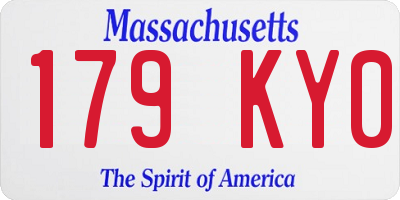 MA license plate 179KY0