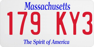 MA license plate 179KY3