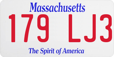 MA license plate 179LJ3