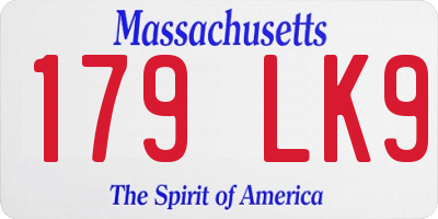 MA license plate 179LK9