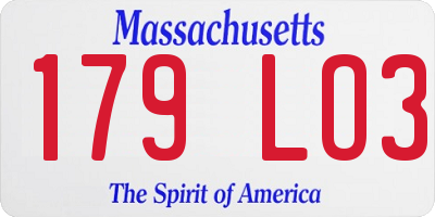 MA license plate 179LO3