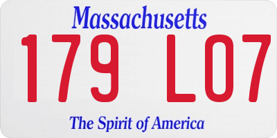 MA license plate 179LO7