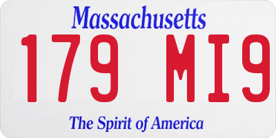 MA license plate 179MI9