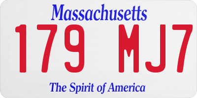 MA license plate 179MJ7