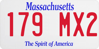 MA license plate 179MX2