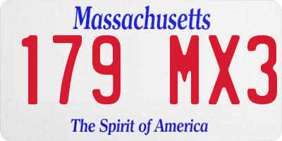 MA license plate 179MX3