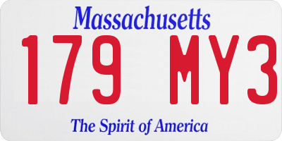 MA license plate 179MY3