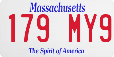 MA license plate 179MY9