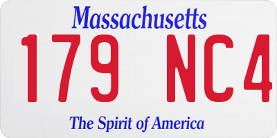 MA license plate 179NC4