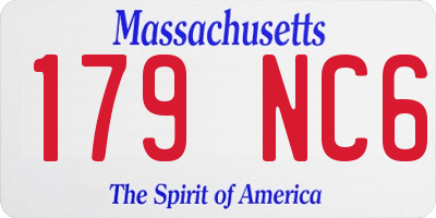 MA license plate 179NC6