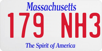 MA license plate 179NH3
