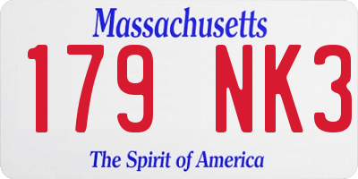 MA license plate 179NK3