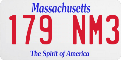 MA license plate 179NM3