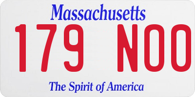 MA license plate 179NO0