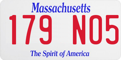 MA license plate 179NO5