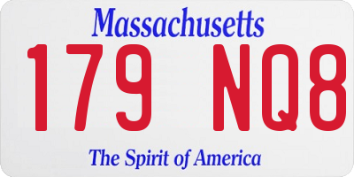 MA license plate 179NQ8