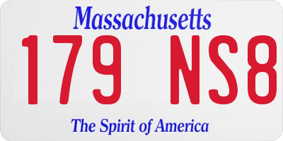 MA license plate 179NS8