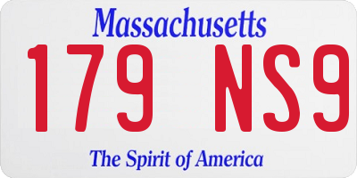 MA license plate 179NS9