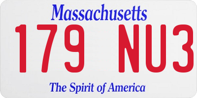MA license plate 179NU3