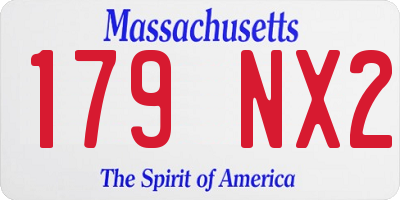 MA license plate 179NX2