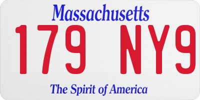 MA license plate 179NY9