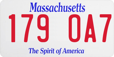 MA license plate 179OA7