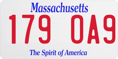 MA license plate 179OA9