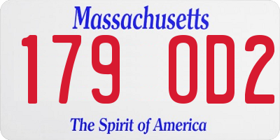 MA license plate 179OD2