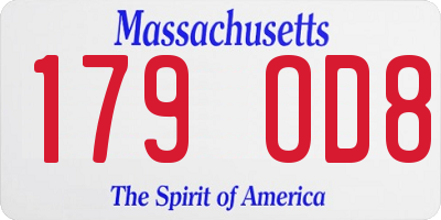 MA license plate 179OD8