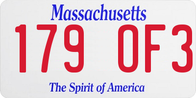 MA license plate 179OF3
