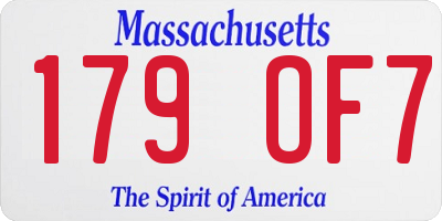 MA license plate 179OF7