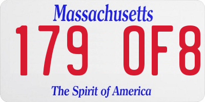 MA license plate 179OF8