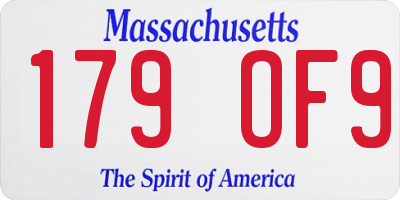 MA license plate 179OF9