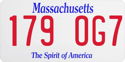 MA license plate 179OG7