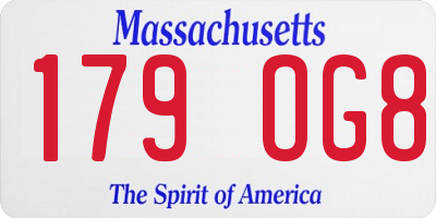 MA license plate 179OG8
