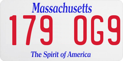 MA license plate 179OG9
