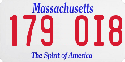 MA license plate 179OI8