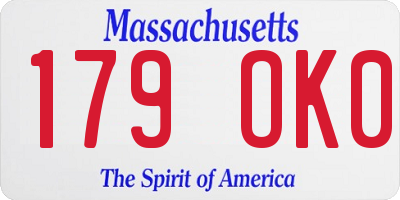 MA license plate 179OK0
