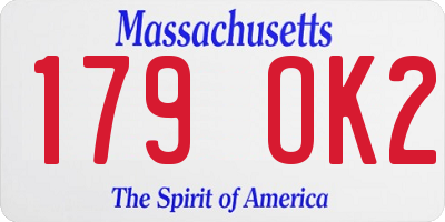 MA license plate 179OK2