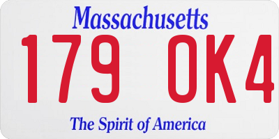 MA license plate 179OK4