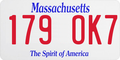 MA license plate 179OK7