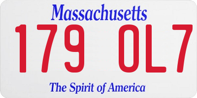 MA license plate 179OL7