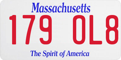 MA license plate 179OL8