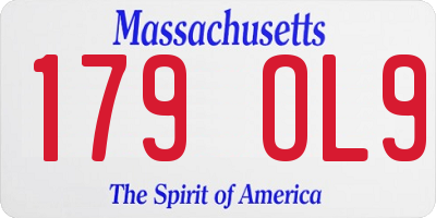 MA license plate 179OL9