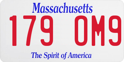 MA license plate 179OM9