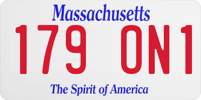 MA license plate 179ON1