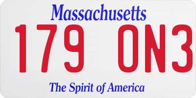 MA license plate 179ON3