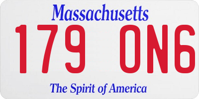 MA license plate 179ON6