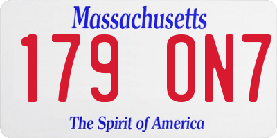 MA license plate 179ON7